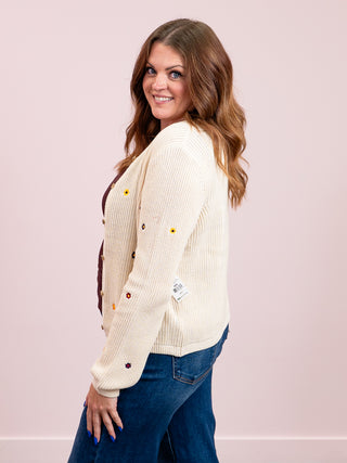 DEX | Pure Joy Embroidered Cardigan | Cream Floral
