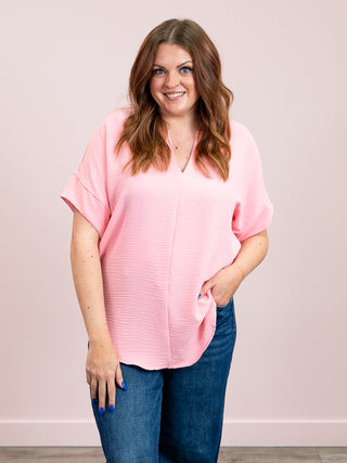 Cleo Short Sleeve Top | Dark Pink