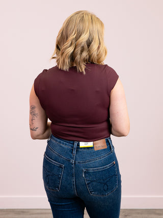 Second Skin | Tiara Rib Rounded Square Neck Bodysuit | Prune