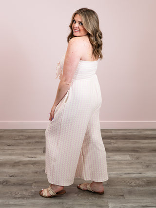 *NEW* Coastal Knot Striped Strapless Jumpsuit | Ivory & Rose