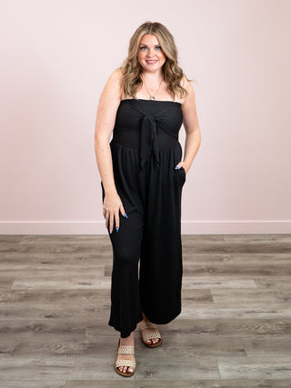 *NEW* Yacht Day Tie Strapless Jumpsuit | Black