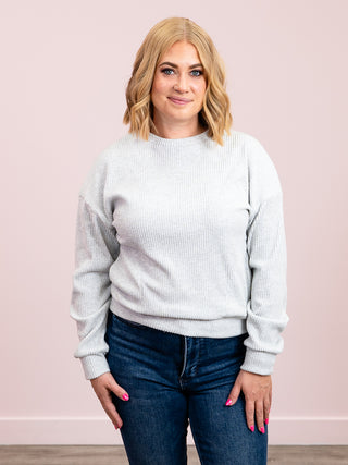 Dream Big Ribbed Knit Sweater | Heather Gray