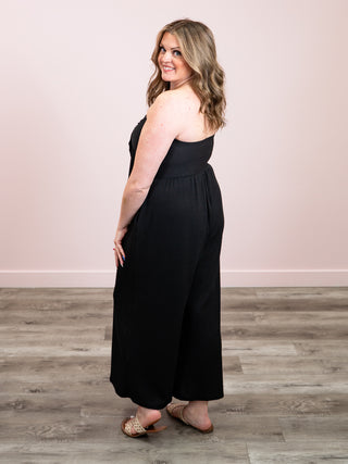 *NEW* Yacht Day Tie Strapless Jumpsuit | Black