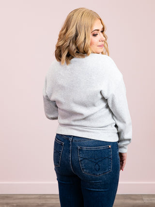 Dream Big Ribbed Knit Sweater | Heather Gray