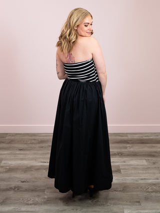 *NEW* Sway-cation Striped Strapless Dress | Black