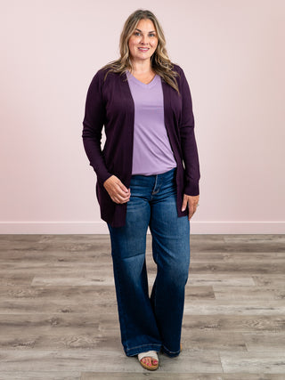 The Key Cardi | LONG | Dark Purple