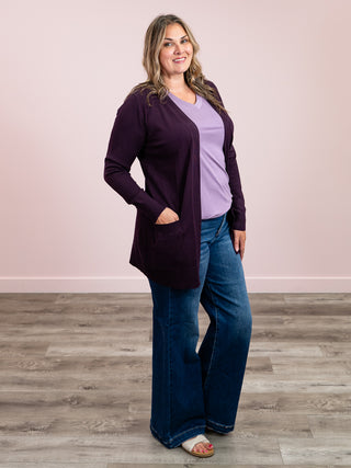 The Key Cardi | LONG | Dark Purple