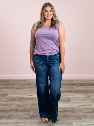 Janey V-Neck Tank | Dusty Lavender