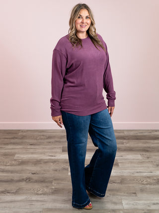Corrine Ribbed Pullover Top | Plum