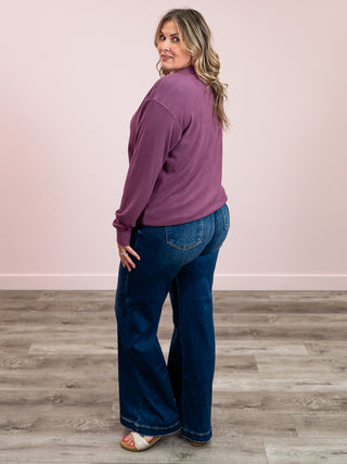 Corrine Ribbed Pullover Top | Plum