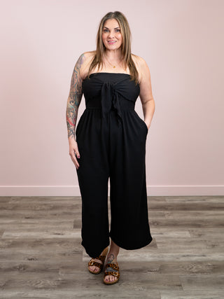 *NEW* Yacht Day Tie Strapless Jumpsuit | Black