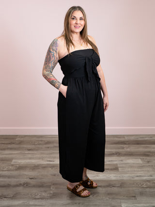 *NEW* Yacht Day Tie Strapless Jumpsuit | Black