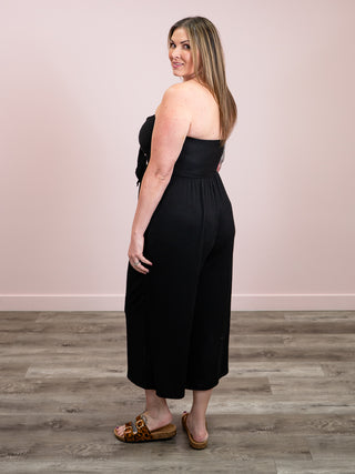 *NEW* Yacht Day Tie Strapless Jumpsuit | Black