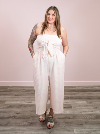 *NEW* Coastal Knot Striped Strapless Jumpsuit | Ivory & Rose