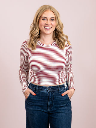 *NEW* Calypso Striped Crop Top | Cream & Wine