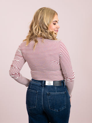 *NEW* Calypso Striped Crop Top | Cream & Wine