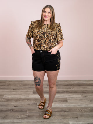 *NEW* Lauren Ruffle Sleeve Tee | Camel Leopard