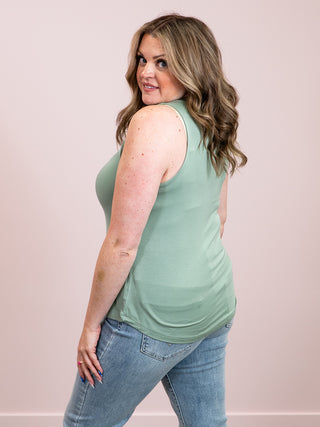 *NEW* Saylor Crew Neck Tank Top | Sage Green