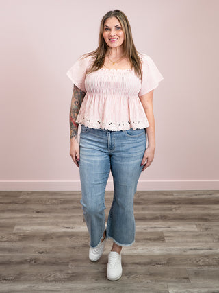 *NEW* Sunlit Flutter Sleeve Top | Pink