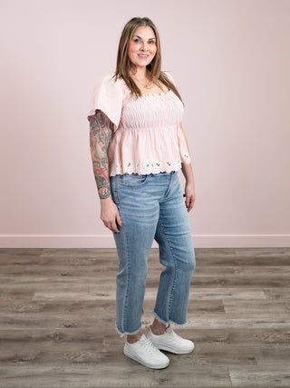 *NEW* Sunlit Flutter Sleeve Top | Pink