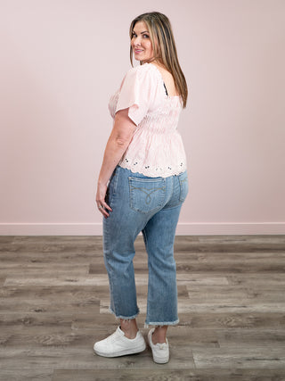 *NEW* Sunlit Flutter Sleeve Top | Pink