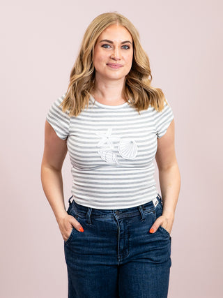 *NEW* Coastal Crush Striped Tee | Heather Gray