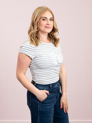 *NEW* Coastal Crush Striped Tee | Heather Gray