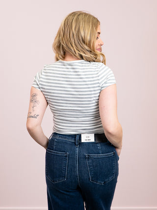 *NEW* Coastal Crush Striped Tee | Heather Gray