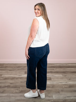 *NEW* DEX | Emily Beaded Contrast Sleeveless Blouse | Ecru & Pistachio