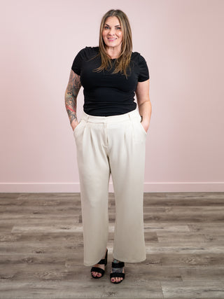 *NEW* Room 34 | Boardroom Knit Trouser | Matte Pearl
