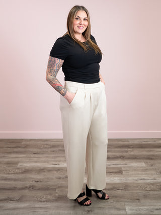 *NEW* Room 34 | Boardroom Knit Trouser | Matte Pearl