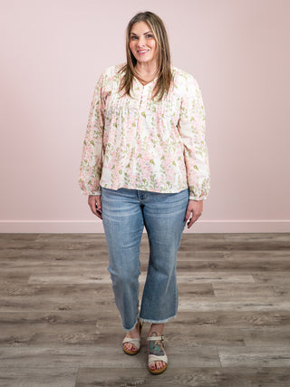 *NEW* Rosy Button Floral Blouse | Blush