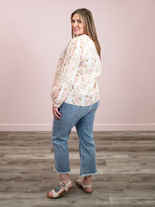 *NEW* Rosy Button Floral Blouse | Blush
