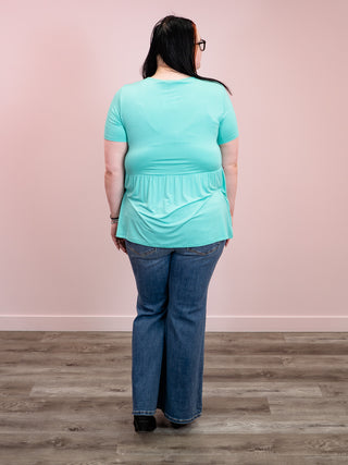 *NEW* Sarah Ruffle Short Sleeve Top | Turquoise