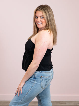 *NEW* Seamless Sun Strapless Babydoll Top | Black