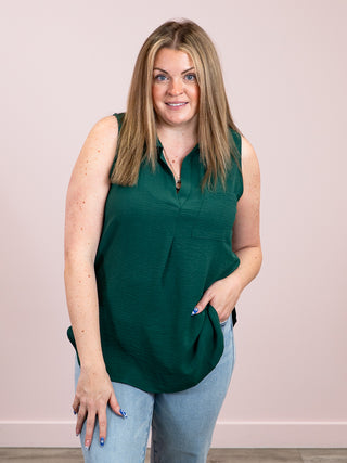 *NEW* Laynee Collared Sleeveless Tunic | Hunter Green