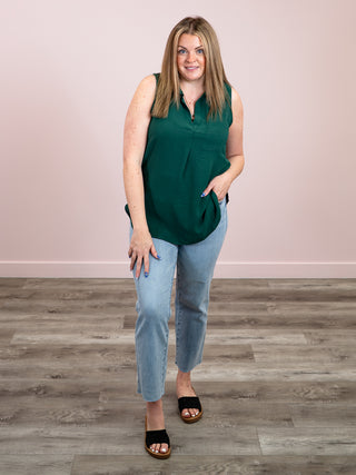 *NEW* Laynee Collared Sleeveless Tunic | Hunter Green