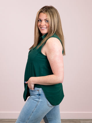 *NEW* Laynee Collared Sleeveless Tunic | Hunter Green