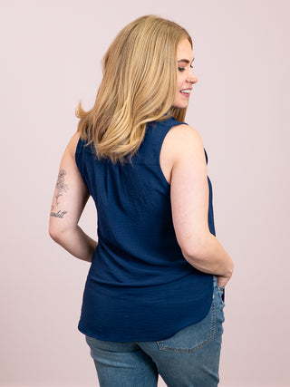 *NEW* Laynee Collared Sleeveless Tunic | Navy