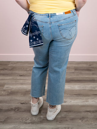 *NEW* Judy Blue | Mid Rise Bandana Ankle Straight Jean | Cypress