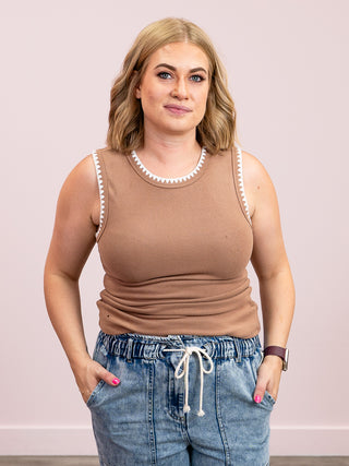 Torie Ribbed Tank | Caramel