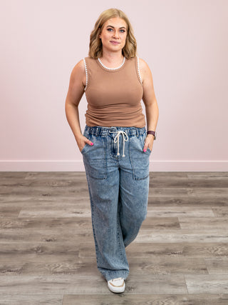 DEX | All Set Wide Leg Denim Pant | Washed Blue