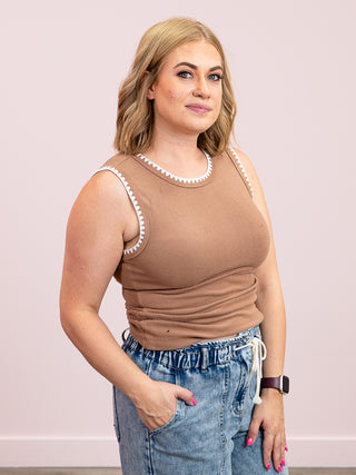Torie Ribbed Tank | Caramel