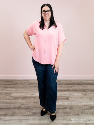 Cleo Short Sleeve Top | Dark Pink