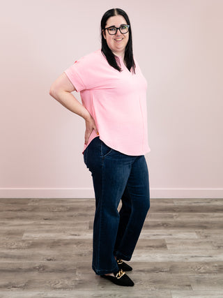 Cleo Short Sleeve Top | Dark Pink