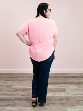 Cleo Short Sleeve Top | Dark Pink