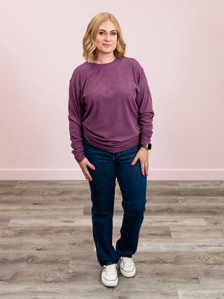 Corrine Ribbed Pullover Top | Plum