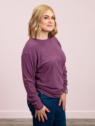 Corrine Ribbed Pullover Top | Plum