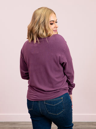 Corrine Ribbed Pullover Top | Plum