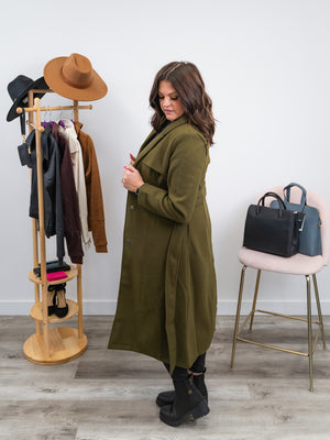 RD Style | Maddison Belted Military Coat | Dark Olive
